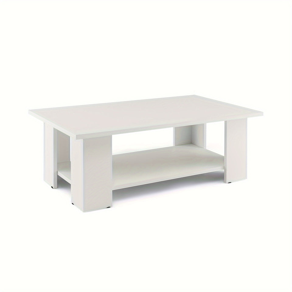 1pc 2-Tier Wooden Coffee Table With Storage Shelf, Cocktail Table For Living Room, Sturdy And Durable Home Furniture