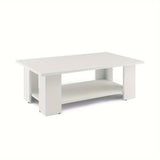 1pc 2-Tier Wooden Coffee Table With Storage Shelf, Cocktail Table For Living Room, Sturdy And Durable Home Furniture