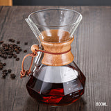 Hand-made Coffee Pot Diamond-shaped Glass Drip Pot Filter Cup With Wood Chip Scale