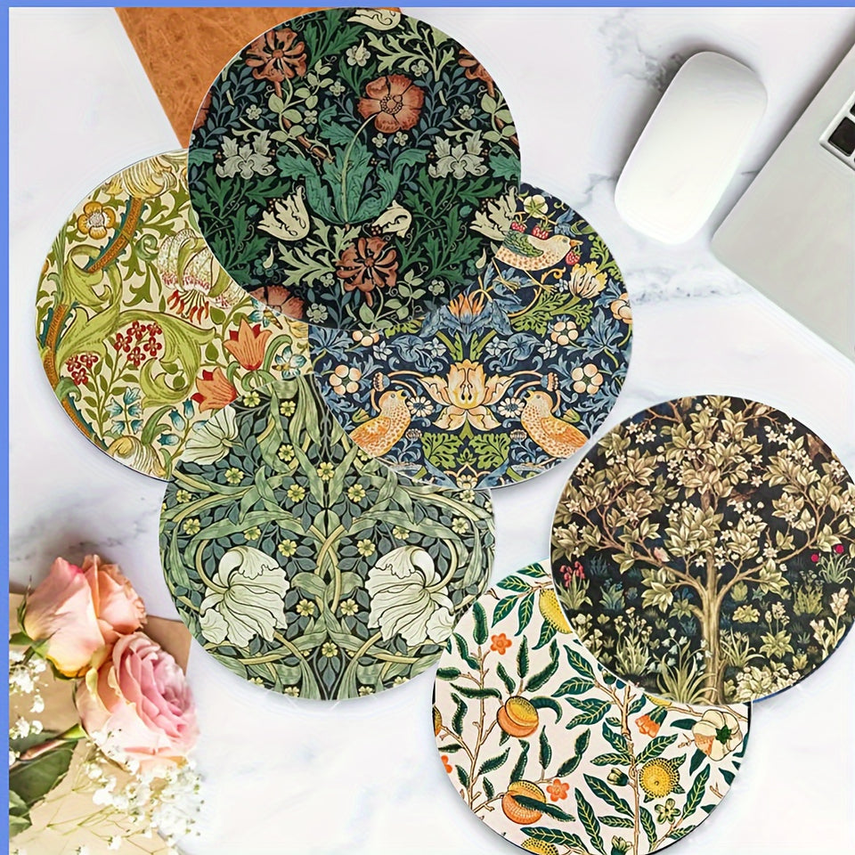 6pcs Botanical Wooden Coaster Set - Heat-Resistant & Decorative, Perfect for Home & Coffee Shops, Ideal for Halloween, Christmas, Mother's Day & Graduation Gifts