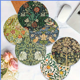 6pcs Botanical Wooden Coaster Set - Heat-Resistant & Decorative, Perfect for Home & Coffee Shops, Ideal for Halloween, Christmas, Mother's Day & Graduation Gifts