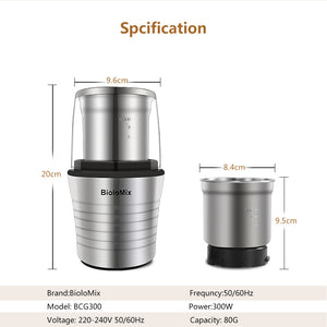 Dry and wet dual-cup coffee grinder