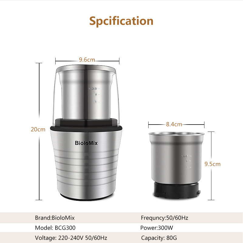 Dry and wet dual-cup coffee grinder