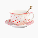 European Style Striped Dot Ceramic Coffee Cup And Saucer Set Home Afternoon Tea