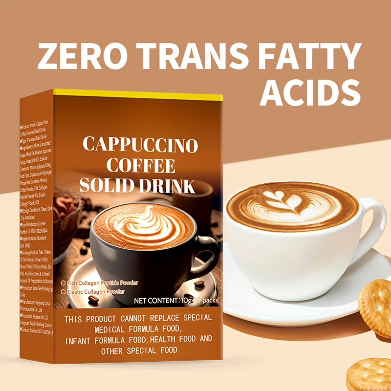 Delicious Rich Cappuccino Coffee-Flavored Solid Drink Mix - Convenient, Instant, and Easy to Prepare Beverage for Anytime Enjoyment - 10gx10 Packs