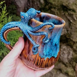 Home Dark Blue Octopus Resin Mark Coffee Cup