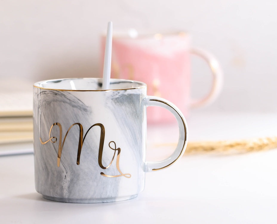 Coffee cup water glass Nordic marbled ceramic mug milk couple breakfast cup home female cup