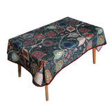 Cotton Cloth Art Dark Green Flower Restaurant Rectangular Table Cloth Tablecloth