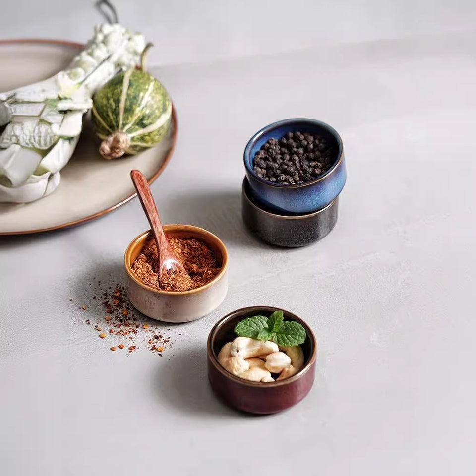 Ceramic Household Seasoning Plate Round Underglaze Japanese Restaurant Dipping Sauce Bowl