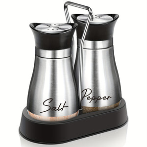 2Pcs Salt And Pepper Shakers Set With Holder,4 Oz Modern Farmhouse Kitchen Decor And Accessories For Restaurant, Wedding, Housewarming Gifts Refillable Design