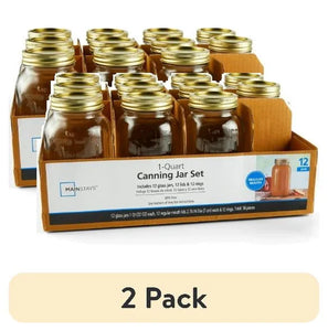 Large 32 Oz Mason Jars 12Pk, Regular Mouth Quart Canning Jars and Lids, Bulk Glass Jars for Canning Whole Fruits, Jarring Tomatoes, Pantry Organization, Home Décor