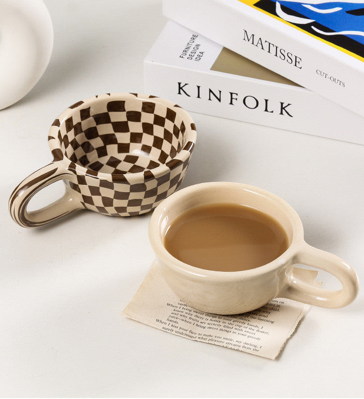 Korean Irregular Checkerboard Coffee Cup