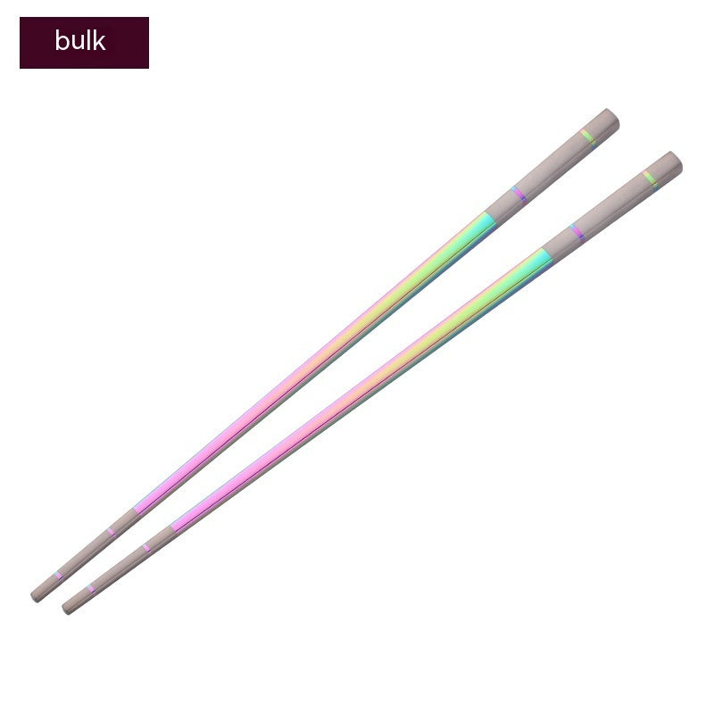 304 Stainless Steel Chopsticks Household Alloy Restaurant Color Laser Square-headed