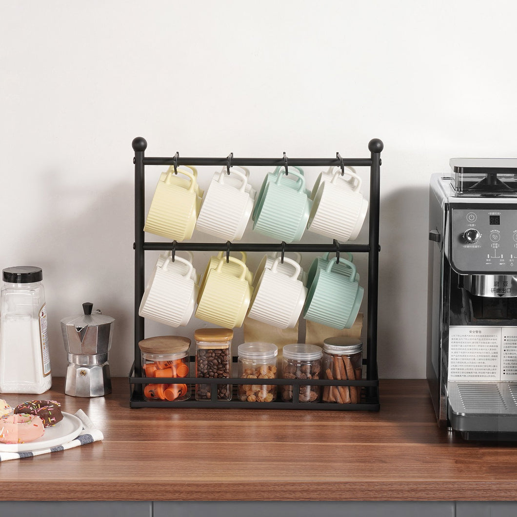 Coffee Mug Holder For Countertop 16 Hooks Cup Rack With Storage Base Organizer