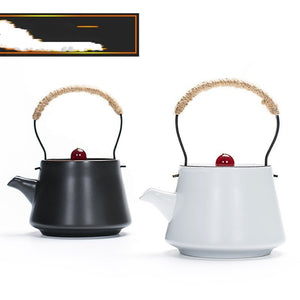 Black And White Ceramic Girder Travel Pot Of Contracted Tea Kettle Household Single Pot Of Tea