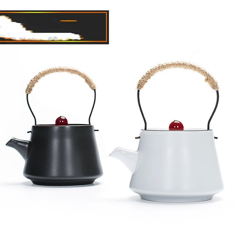 Black And White Ceramic Girder Travel Pot Of Contracted Tea Kettle Household Single Pot Of Tea