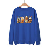 New Coffee Pumpkin Halloween Street Spring Autumn And Winter Round Neck Loose Casual Pullover