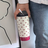 Charming Cherry Bowls Travel Mug: 600ml/20.29OZ, Double-Walled Stainless Steel, Hand Wash Only, Perfect for Coffee, Tea, or Cold Drinks - Great for Travel, Gym, or Outdoor Activities