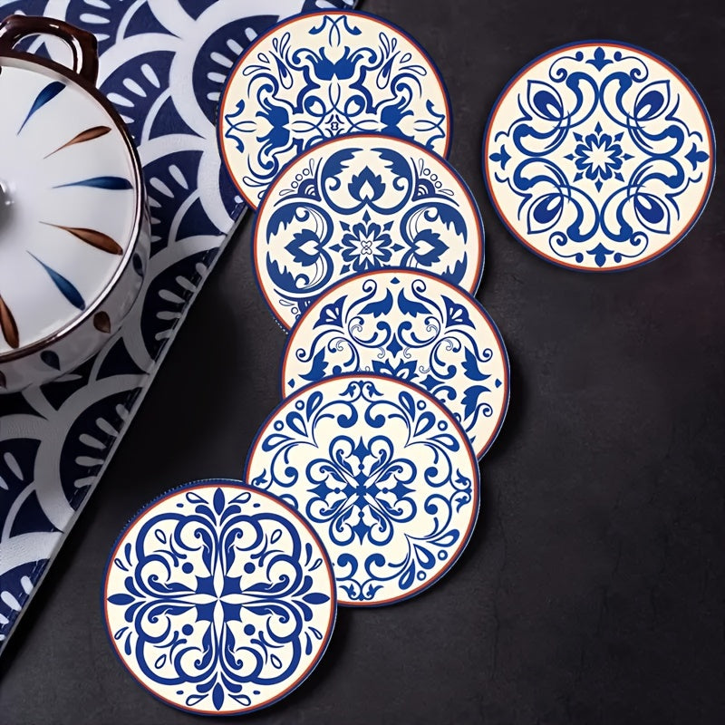 6PCS Mandala Abstract Pattern Wooden Heat Pads, Coaster Set for Home Use, Cup Holder Mats for Tea, Coffee, and Afternoon Tea