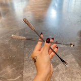 1pc Portable Universal Stirring Spoon High-looking Light Luxury Artificial Diamond Long Handle Stirring Spoon 304 Stainless Steel Extended Coffee Spoon Creative Dessert Honey Spoon