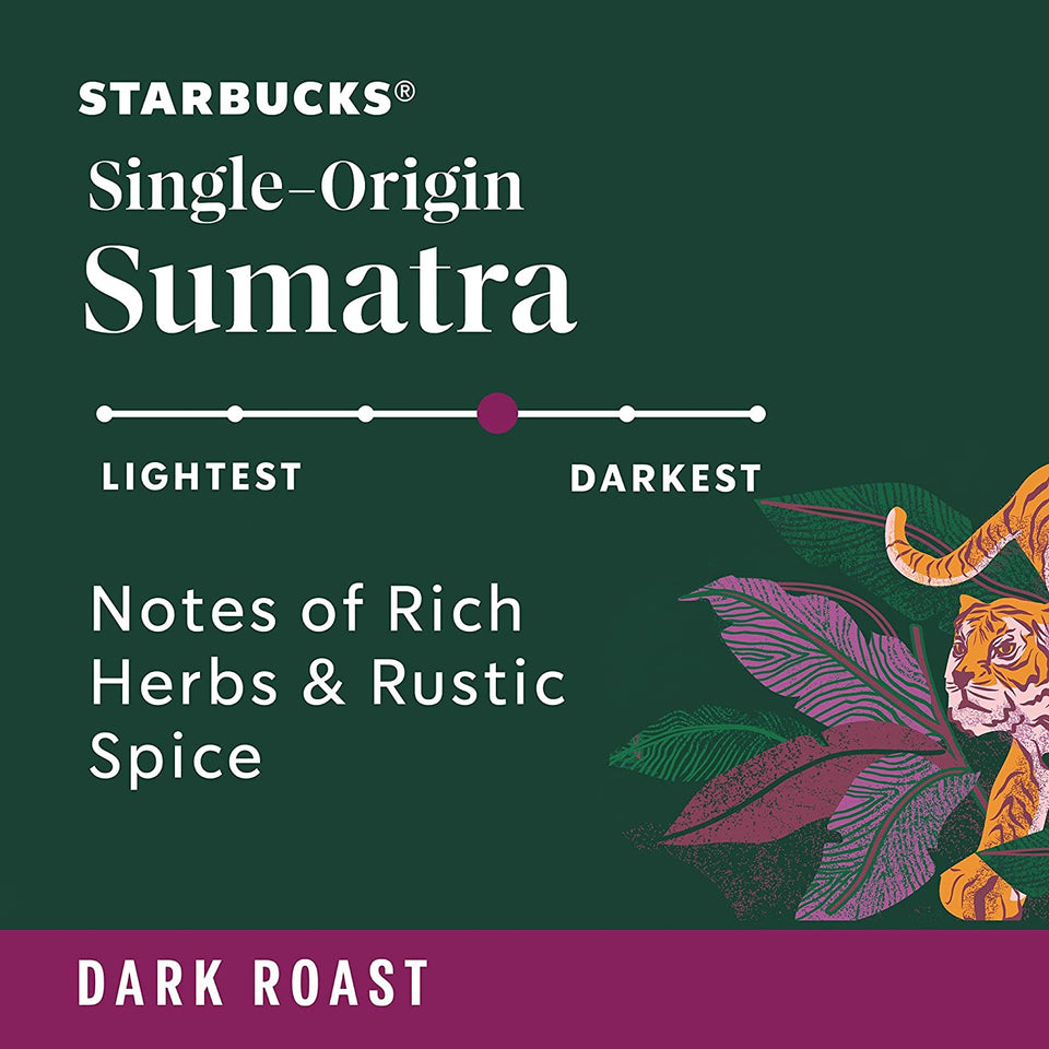 Starbucks K-Cup Coffee Pods—Dark Roast Coffee—Sumatra for Keurig Brewers—100% Ar