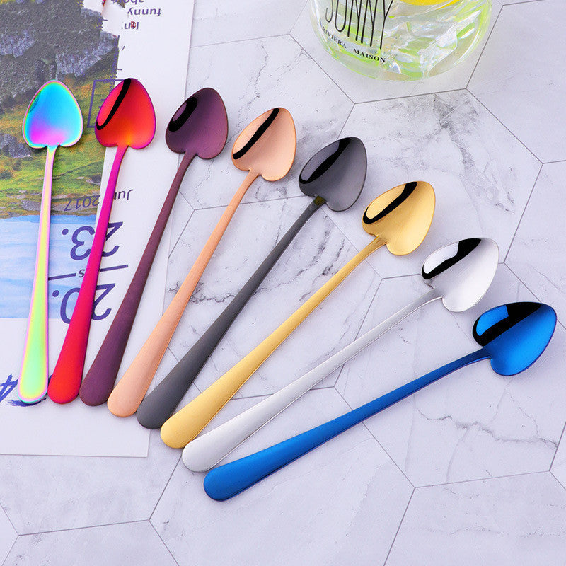 304 Stainless Steel Ice Heart-shaped Creative Coffee Dessert Spoon