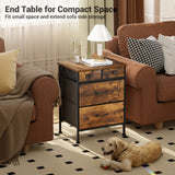 Bedside Table with 4 Drawers Small Storage Cabinet Suitable for Bedroom, Living Room, Coffee Table Side Table Retro Brown Bedside Table