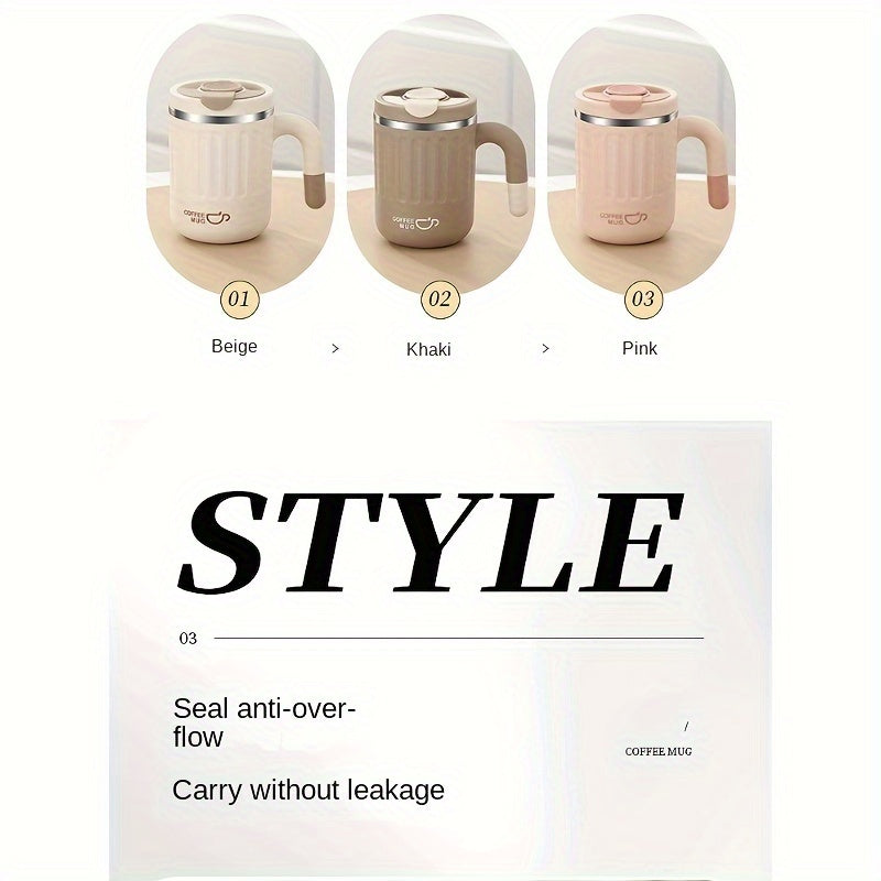 480ml Double-Wall Insulated Stainless Steel Coffee Mugs - Durable, Stylish, and Spill-Proof Travel Cups with Lids for Couples and Office Use - Ideal for Hot and Cold Beverages, Easy to Clean, and BPA-Free