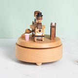Afternoon Coffee Shop Couple Tanabata Home Decoration Wooden Music Box