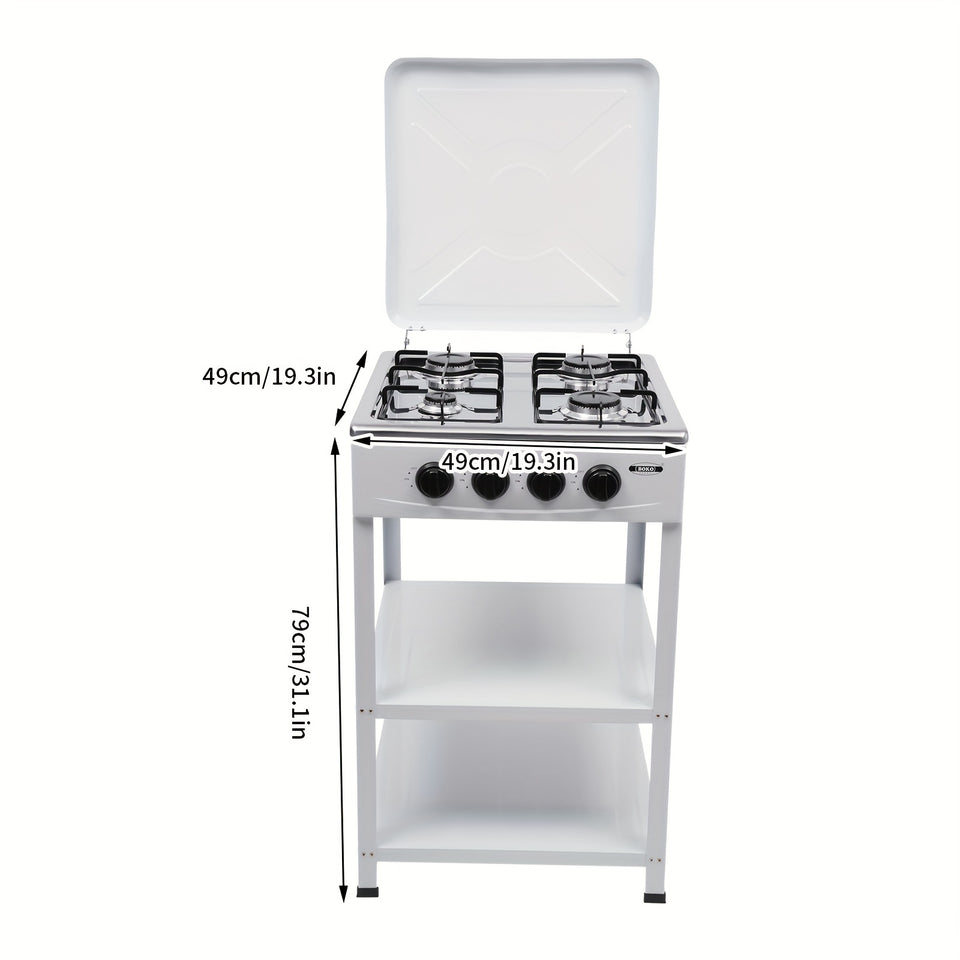 Compact 4-Burner Natural Gas Stove with Protective Cover – Restaurant-Quality Cooking for Home, Camping, and Outdoor Adventures – Non-Slip Feet, Heat Dissipation Holes, Easy Assembly, GDRASUYA10