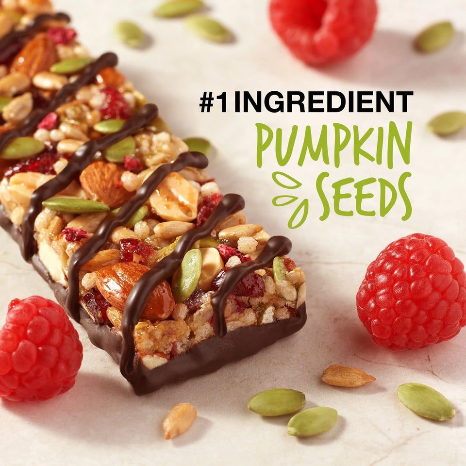 Seeds Fruit & Nuts Snack Bar, Dark Chocolate Raspberry Pumpkin Seed, Gluten Free, 6 Count Box ( 3 Box )