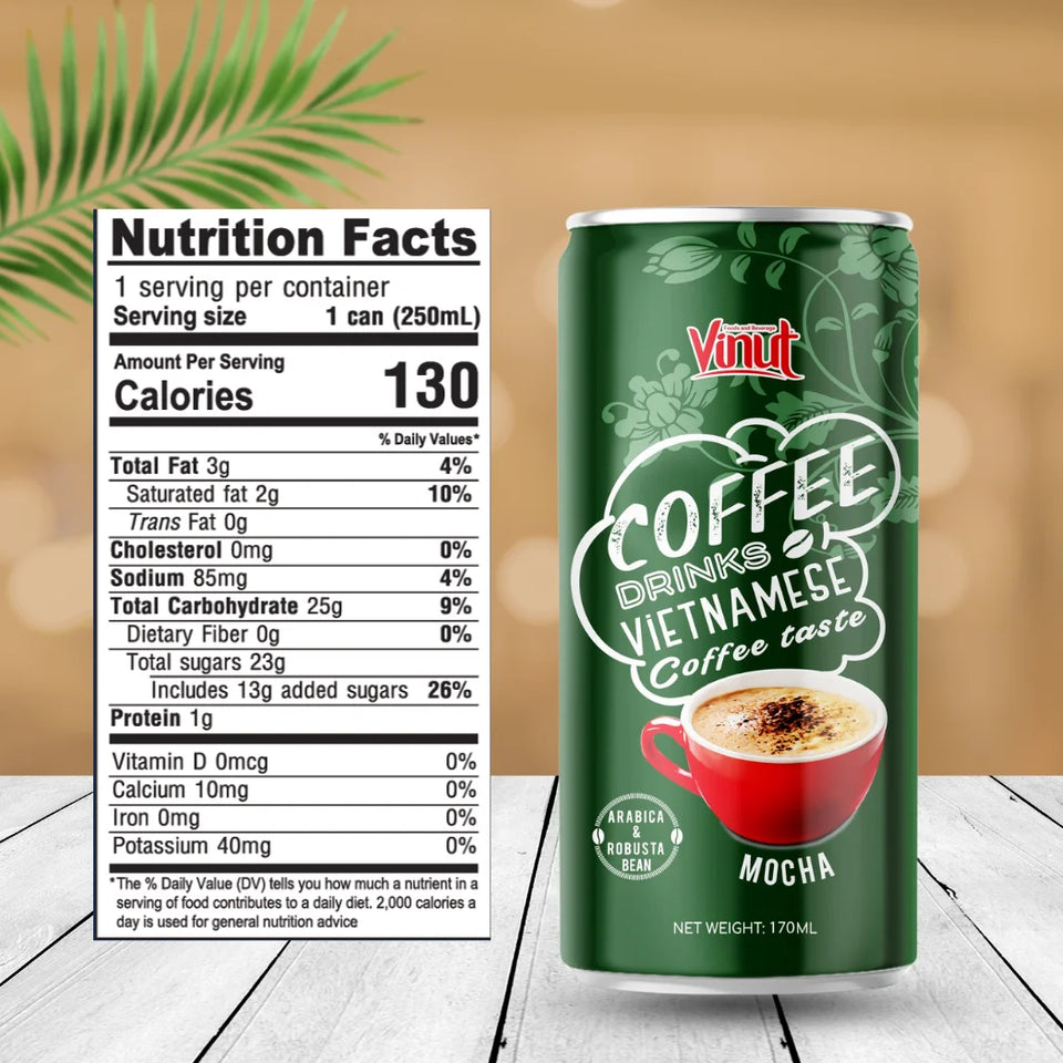 VINUT Arabica & Robusta Mocha Coffee Drink 170ml Gluten Free Non-GMO Private Label Free Sample OEM ODM Customizable