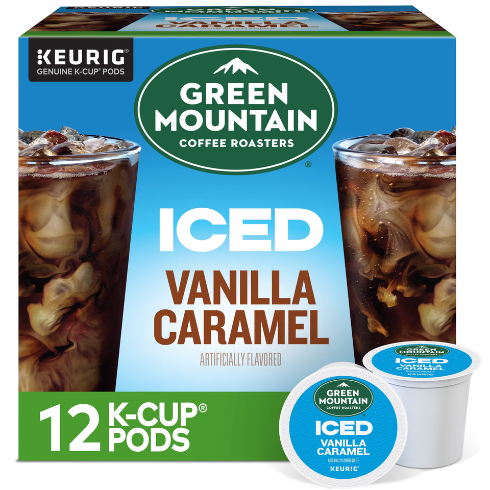 , ICED Vanilla Caramel Flavored Iced K-Cup Coffee Pods, 12 Count