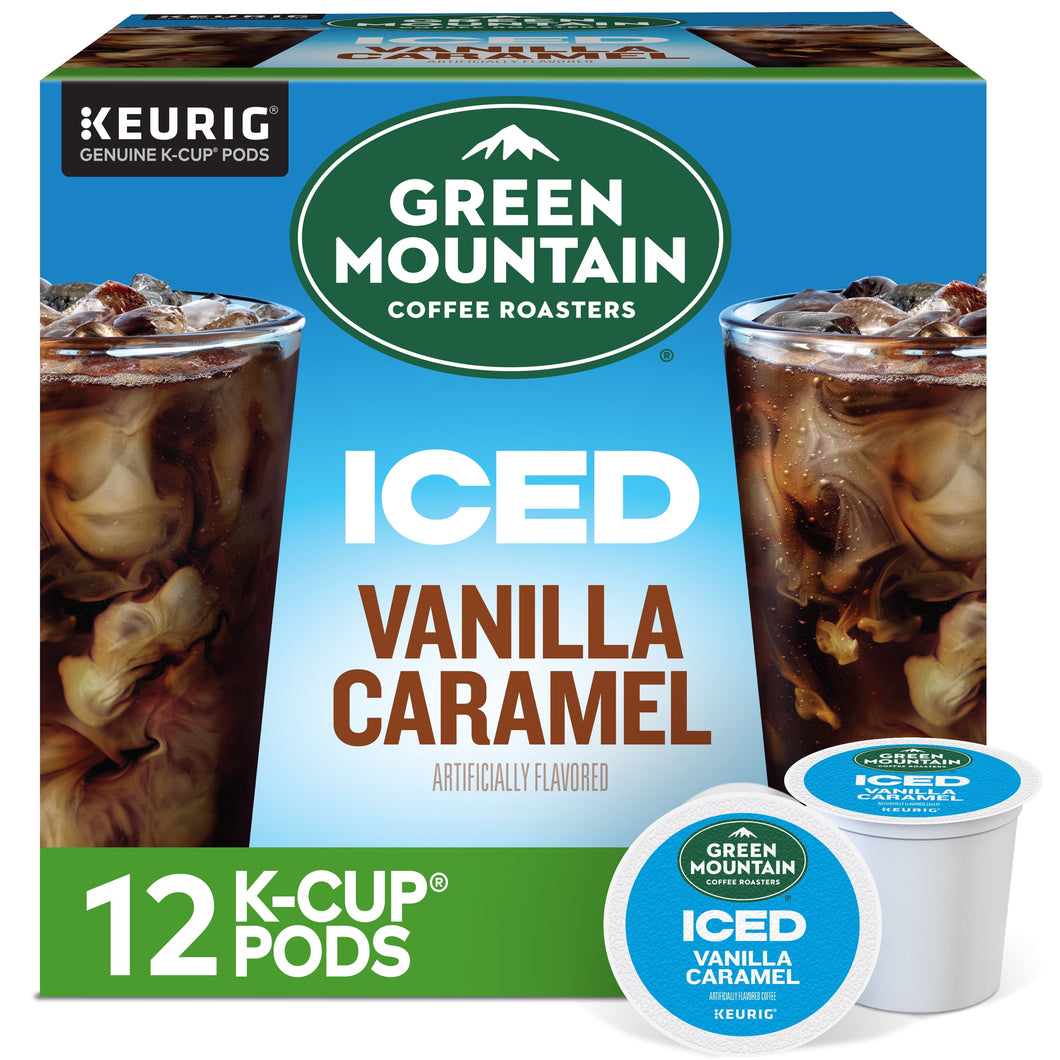 , ICED Vanilla Caramel Flavored Iced K-Cup Coffee Pods, 12 Count