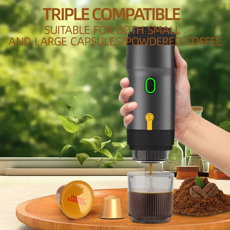 High Quality 12v 220v Mini Automatic Espresso Portable Coffee Machine Portable Espresso Maker with Adaptor,car Charging Cable