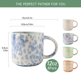 12 OZ Ceramic Coffee Mugs Set of 4 Modern Stoneware Coffee Mugs Set with Handle for Tea Latte Cappuccino Milk Cocoa