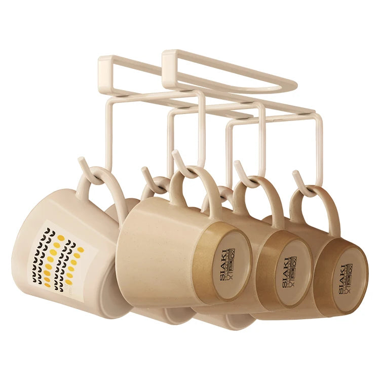 Punch-free Cabinet Lower Hook Kitchen Storage Coffee Cup Kitchen Utensils Hanger Upside Down Drip Cup Rack