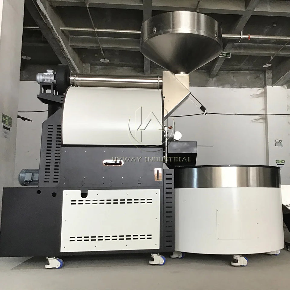 HW-60kg Double Drum Cast Iron Stainless Steel Gas Hot air Heating Commercial Coffee Roasters Coffee Bean Coffee Roaster Machine