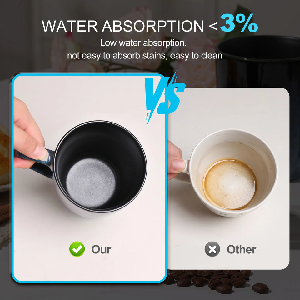 14 OZ Coffee Mugs Set of 6 Modern Large Ceramic Coffee Mugs Set with Handle for Tea Latte Milk Cocoa Ice-snow Blue