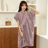 Factory  Coral Velvet Wearable Bath Towel Bathrobe Thickened Soft Water Absorbing Women Cross Strapped Skirt Family Bathroom