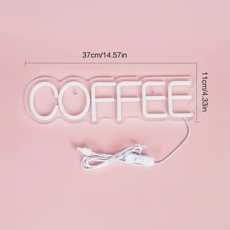 1pc USB Powered COFFEE LED Neon Light Sign Wall Table Decor for Bedroom Kids Room Bar Wedding Party Decoration