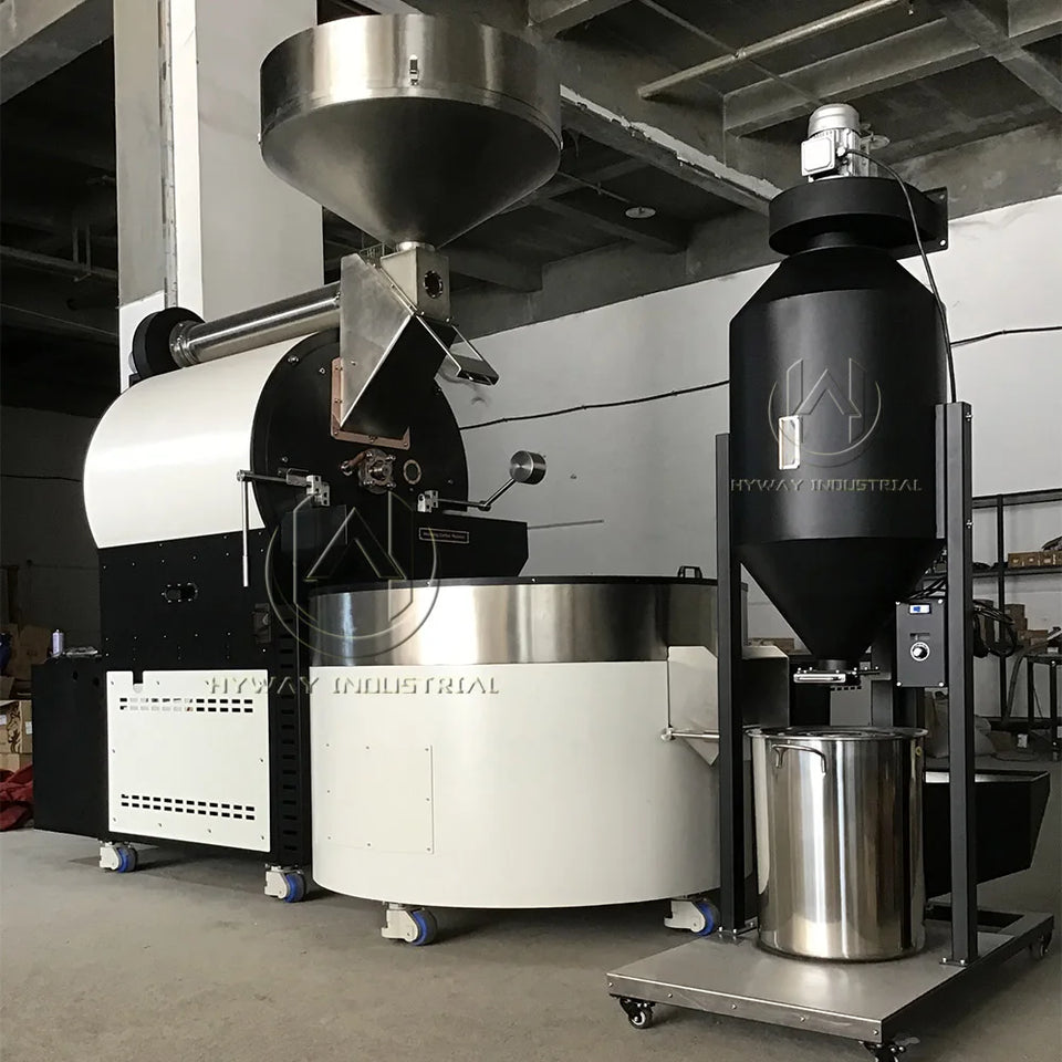 HW-60kg Double Drum Cast Iron Stainless Steel Gas Hot air Heating Commercial Coffee Roasters Coffee Bean Coffee Roaster Machine