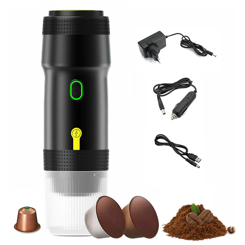 High Quality 12v 220v Mini Automatic Espresso Portable Coffee Machine Portable Espresso Maker with Adaptor,car Charging Cable