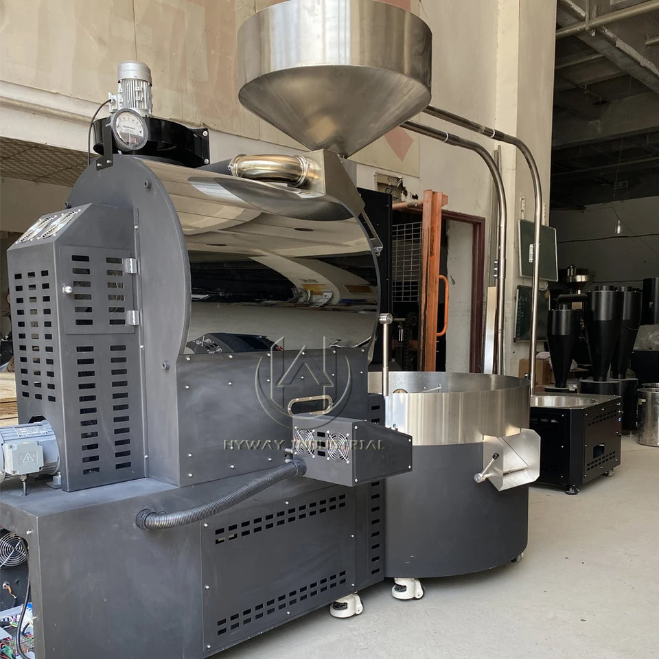 HW-17kg 15kg Double Drum Cast Iron Stainless Steel Gas Hot air Heating Coffee Roasters Coffee Bean Coffee Roaster Machine