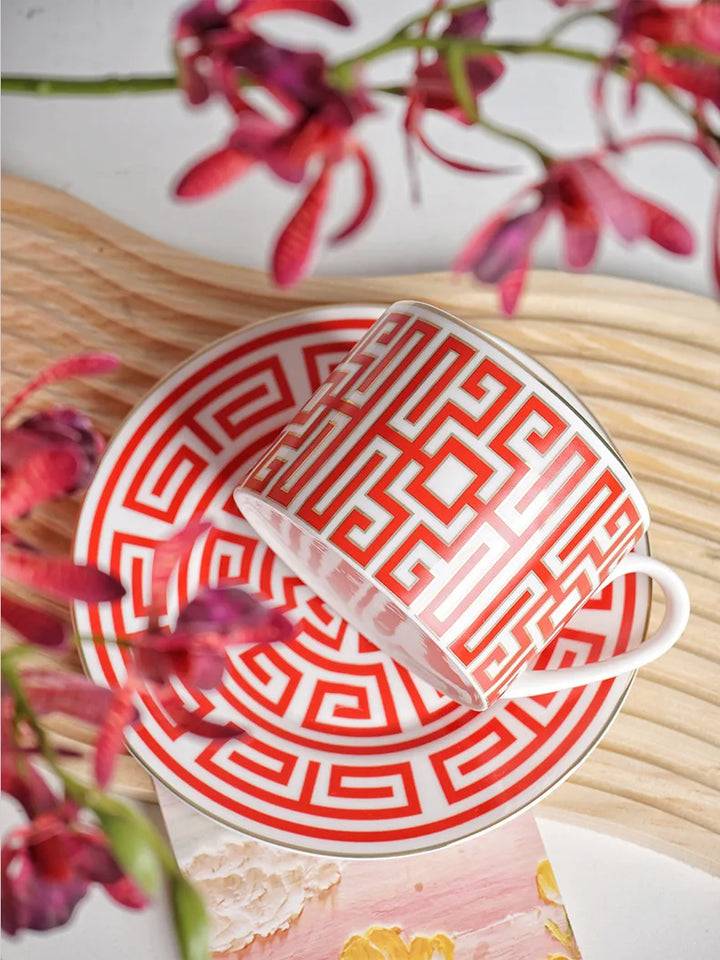 New Italian Labyrinth Afternoon Dessert Tableware Creative Ceramic Coffee Cup Saucer Present Sets
