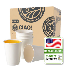 12oz Disposable Double Wall Paper Hot Drinking Cups Takeaway Leakproof Paper Coffee Cup (500pcs/case)