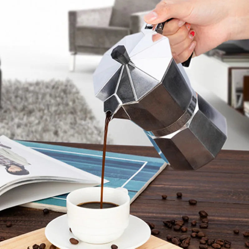 Alloy Mocha Pot 1 Cup 50ml Home Coffee Pot Household Octagonal Moka Coffee Tools