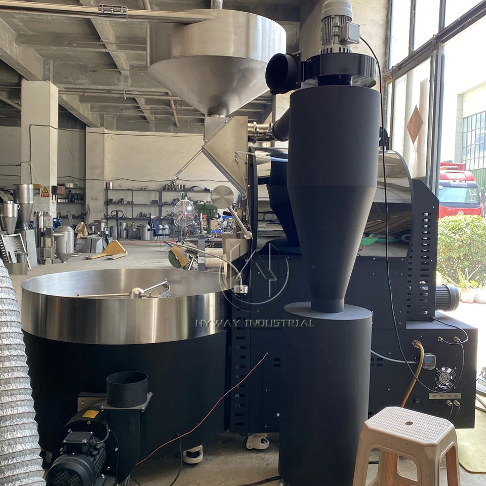 HW-17kg 15kg Double Drum Cast Iron Stainless Steel Gas Hot air Heating Coffee Roasters Coffee Bean Coffee Roaster Machine