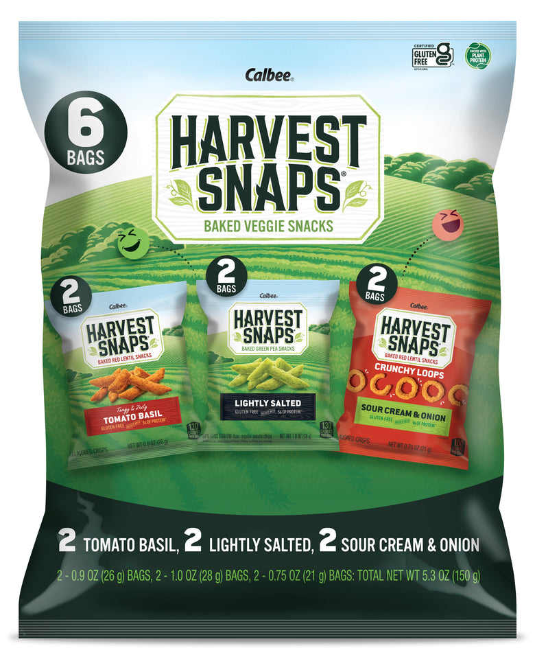Variety Bag Baked Gluten Free Snacks, Veggie Crisps, 3 Flavors, 6 Bags, 5.3 Oz
