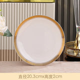 Luxury Nordic Embossed Gold Dinner Set Porcelain Bowl Dishes Plates Coffee Cup Teapot Tableware Sets